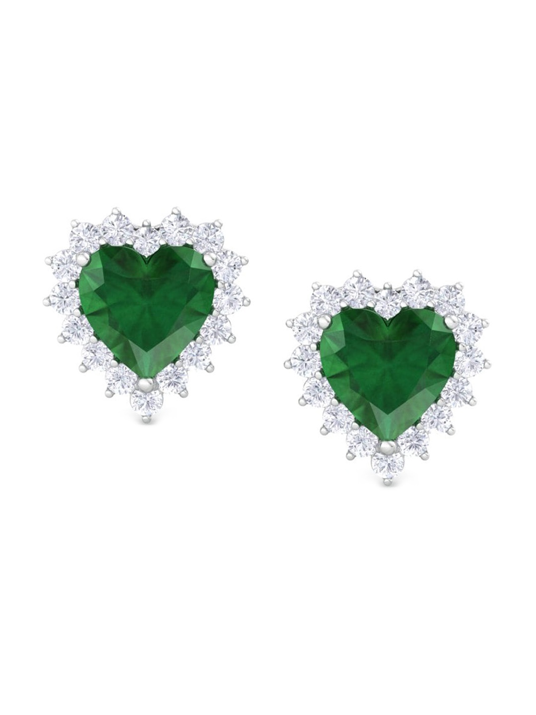 

Inddus Jewels 925 Sterling Silver Rhodium-Plated Heart Shaped Studs Earrings