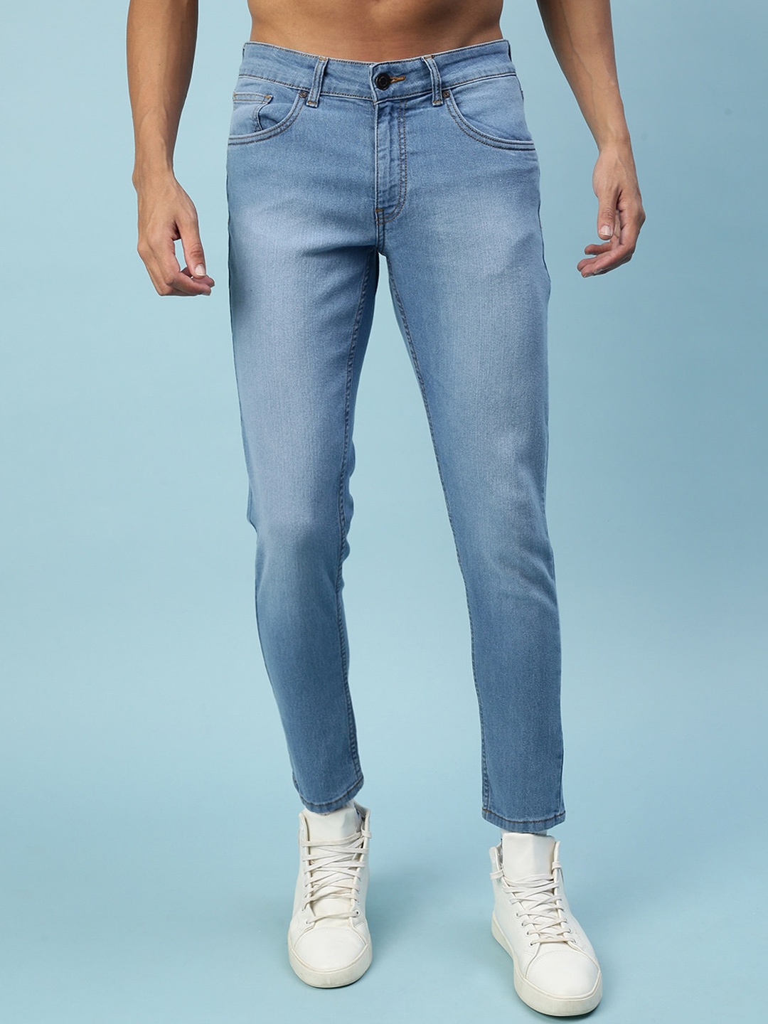 

VEIRDO Men Original Light Fade Mid Rise Slim Fit Cotton Jeans, Blue