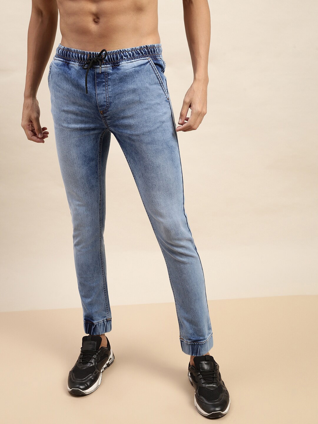 

VEIRDO Men Original Clean Look Heavy Fade Slim Fit Cotton Jeans, Blue