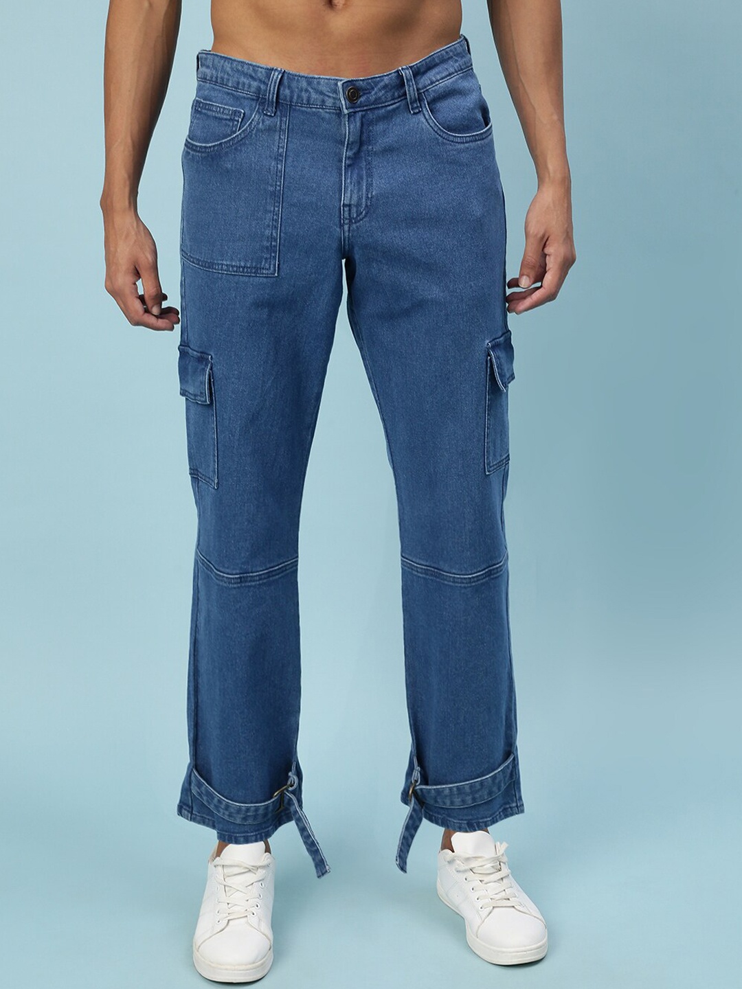 

VEIRDO Men Blue Original Wide Leg Mid-rise Stretchable Jeans