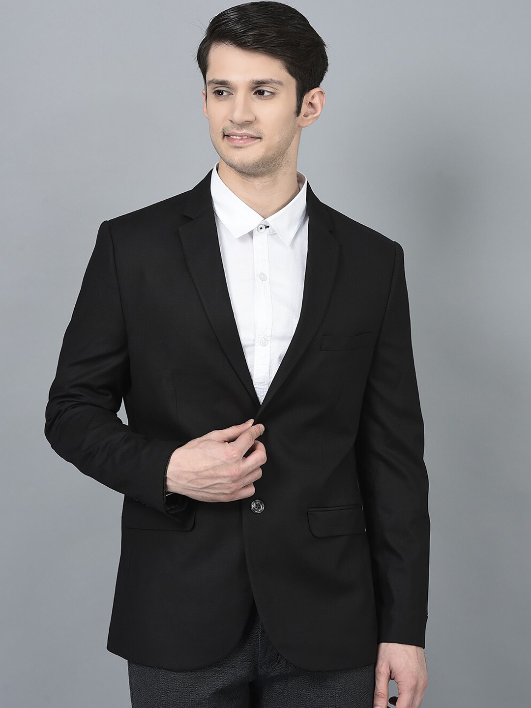 

CANOE Notched Lapel Collar Single-Breasted Blazer, Black