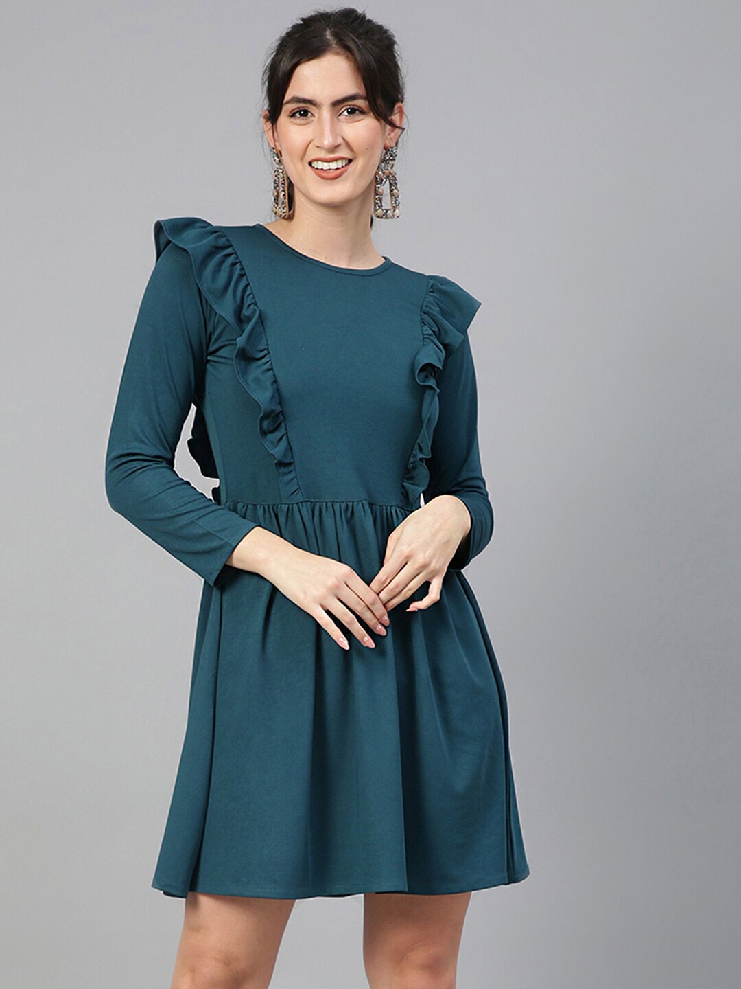 

Kotty Green Ruffled Fit & Flare Mini Dress
