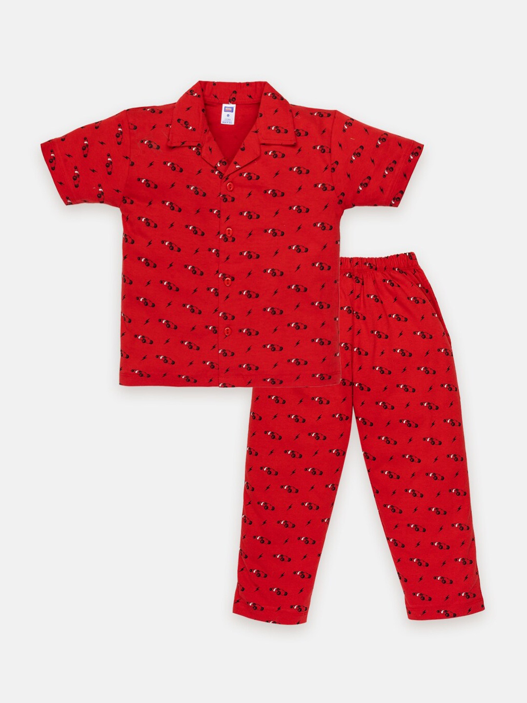 

Nottie Planet Boys Conversational Printed Pure Cotton Night Suit, Red