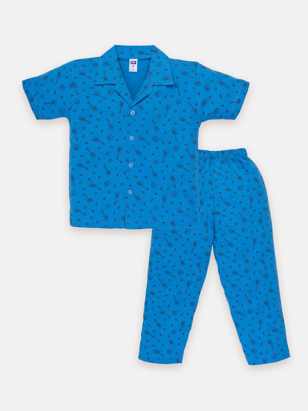 

Nottie Planet Boys Conversational Printed Pure Cotton Night Suit, Blue