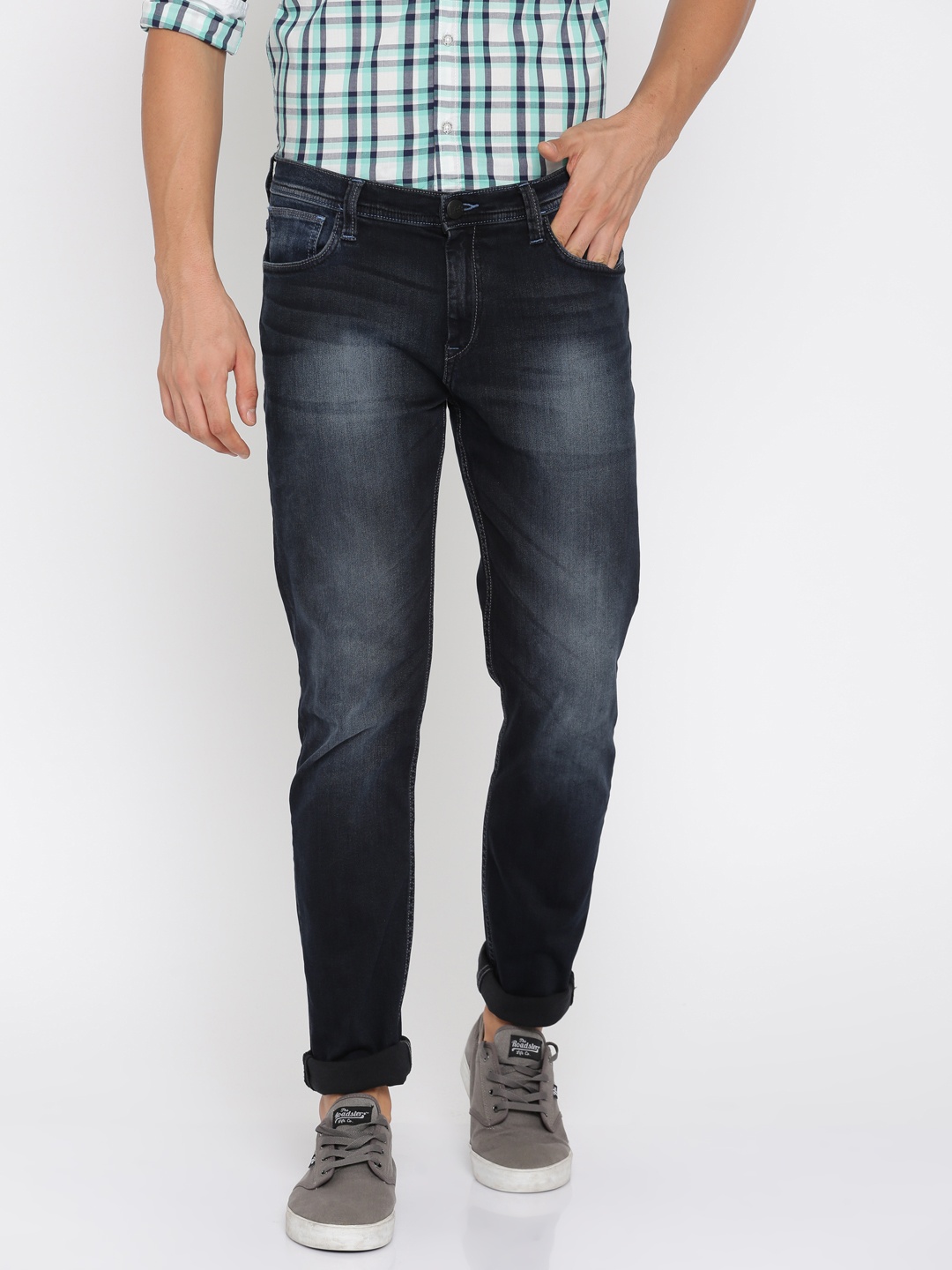 

Lee Men Navy Blue Bruce Skinny Fit Low-Rise Clean Look Stretchable Jeans