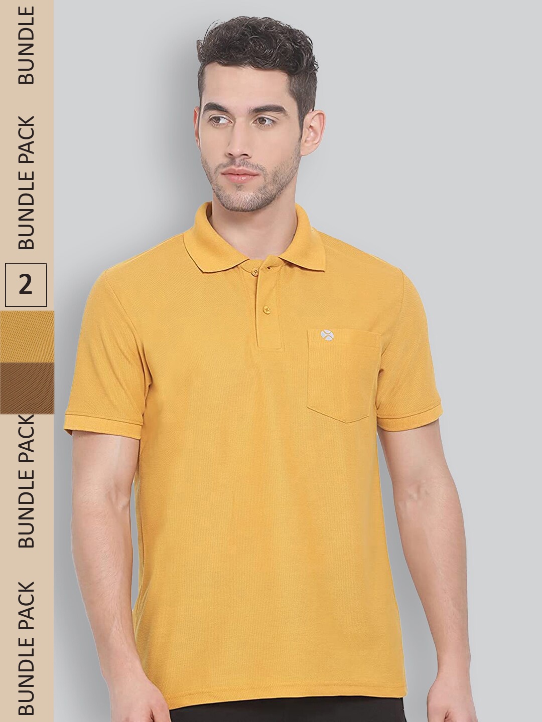 

LUX NITRO Pack Of 2 Polo Collar Cotton Anti Odour Technology T-Shirt, Yellow