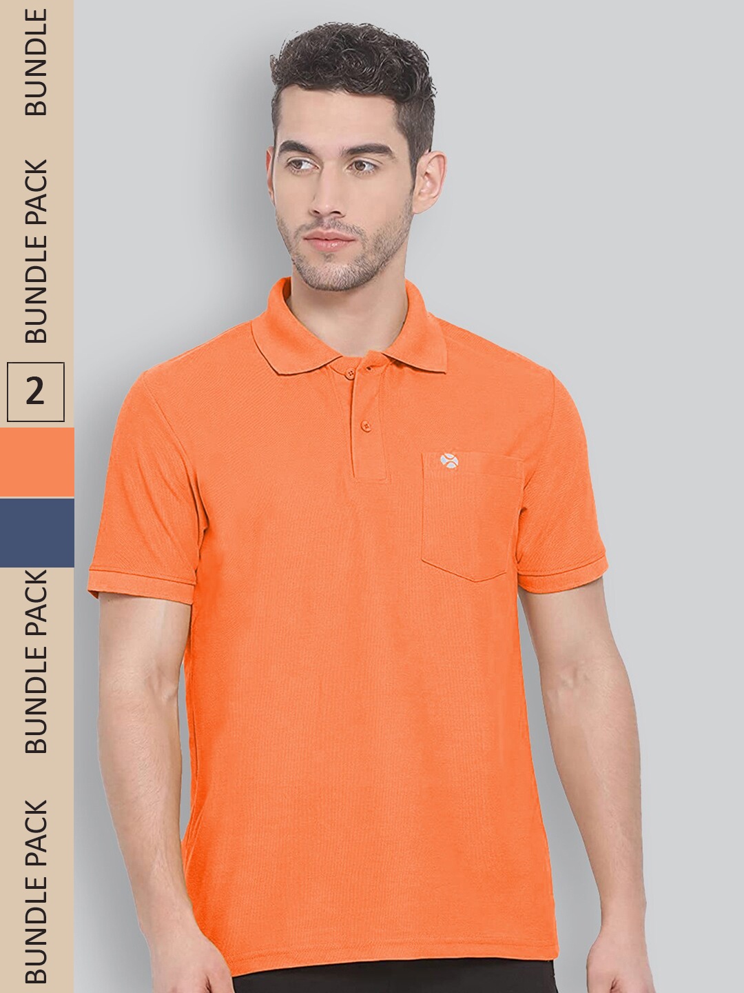 

LUX NITRO Pack Of 2 Polo Collar Cotton Anti Odour Technology T-Shirt, Orange
