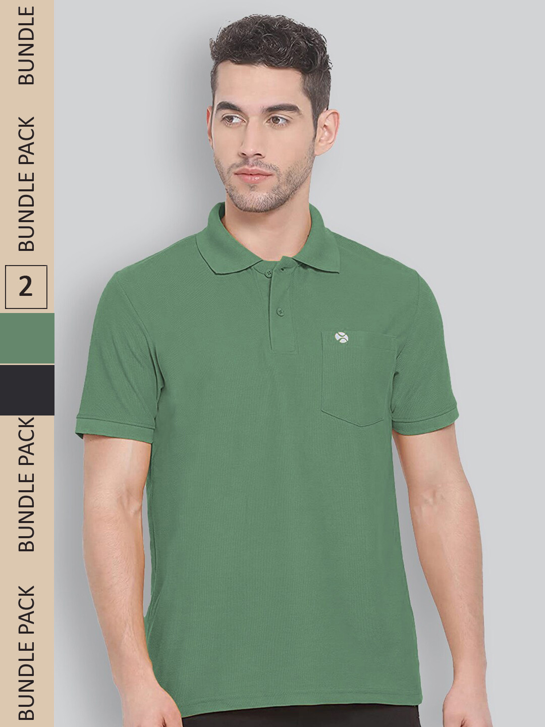 

LUX NITRO Pack Of 2 Polo Collar Cotton Anti Odour Technology T-Shirt, Green