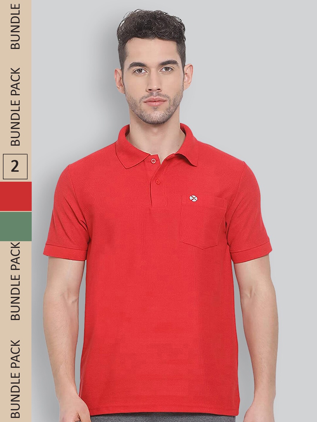 

LUX NITRO Pack Of 2 Polo Collar Cotton Anti Odour Technology T-Shirt, Red