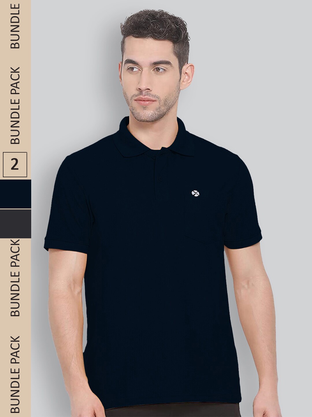 

LUX NITRO Pack Of 2 Anti Odour Polo Collar T-shirts, Black