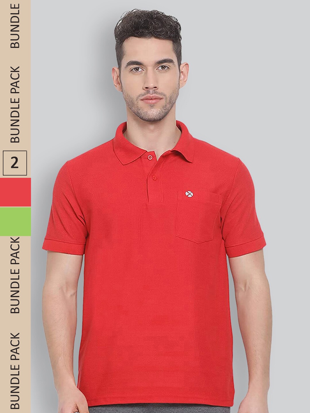 

LUX NITRO Pack Of 2 Polo Collar Anti Odour Pure Cotton Outdoor T-shirt, Multi