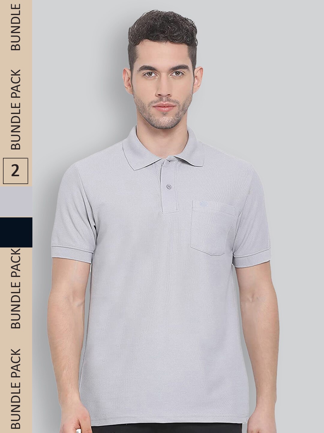 

LUX NITRO Pack Of 2 Polo Collar Anti Odour Pure Cotton Outdoor T-shirt, Grey