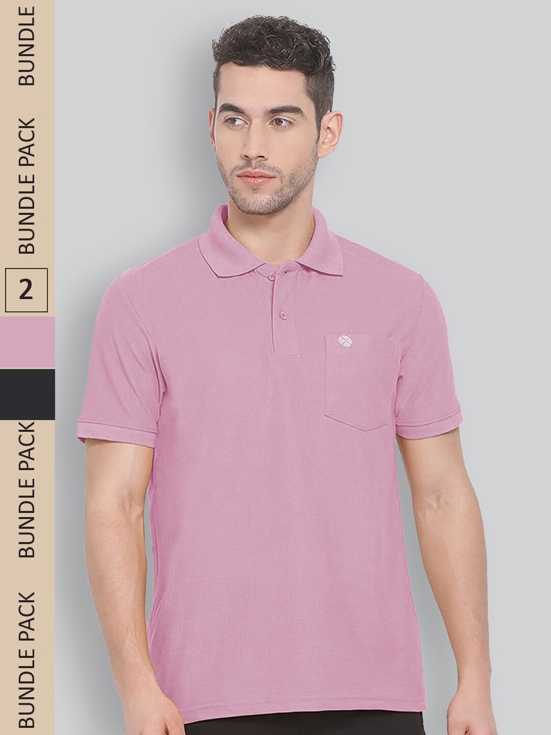 

LUX NITRO Pack Of 2 Polo Collar Cotton Anti Odour Technology T-Shirt, Pink