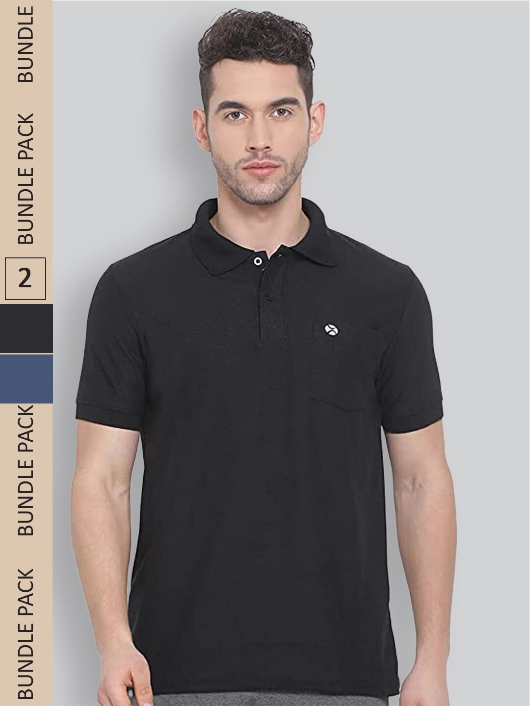 

LUX NITRO Pack Of 2 Polo Collar Cotton Blend Anti Odour Technology T-Shirt, Black