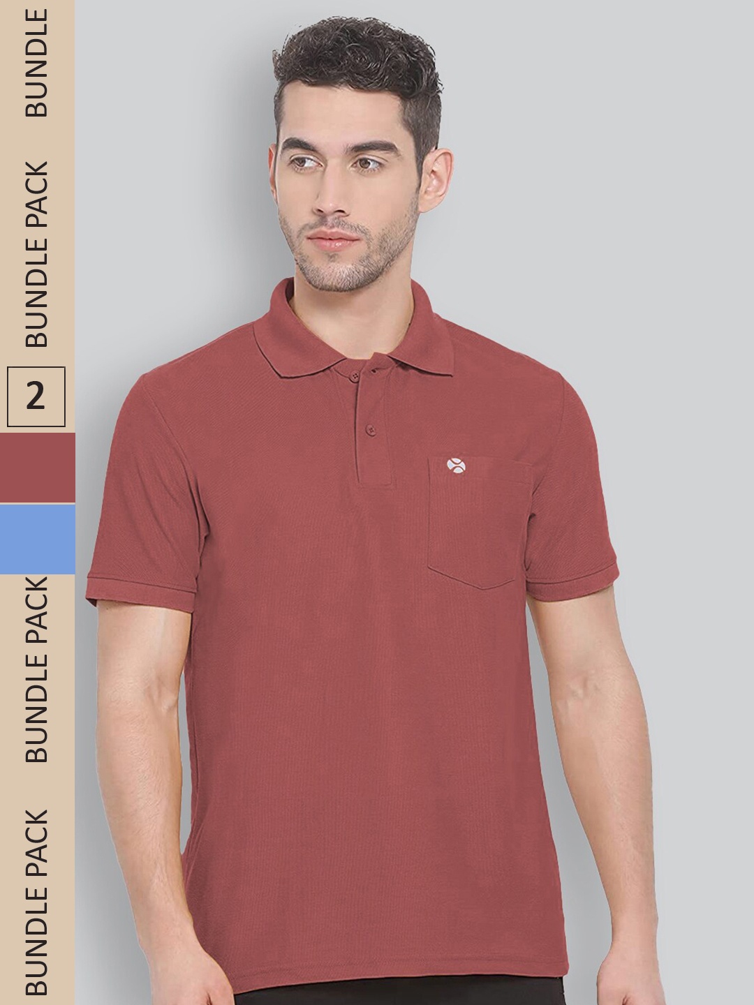 

LUX NITRO Pack Of 2 Anti Odour Polo Collar T-shirts, Maroon