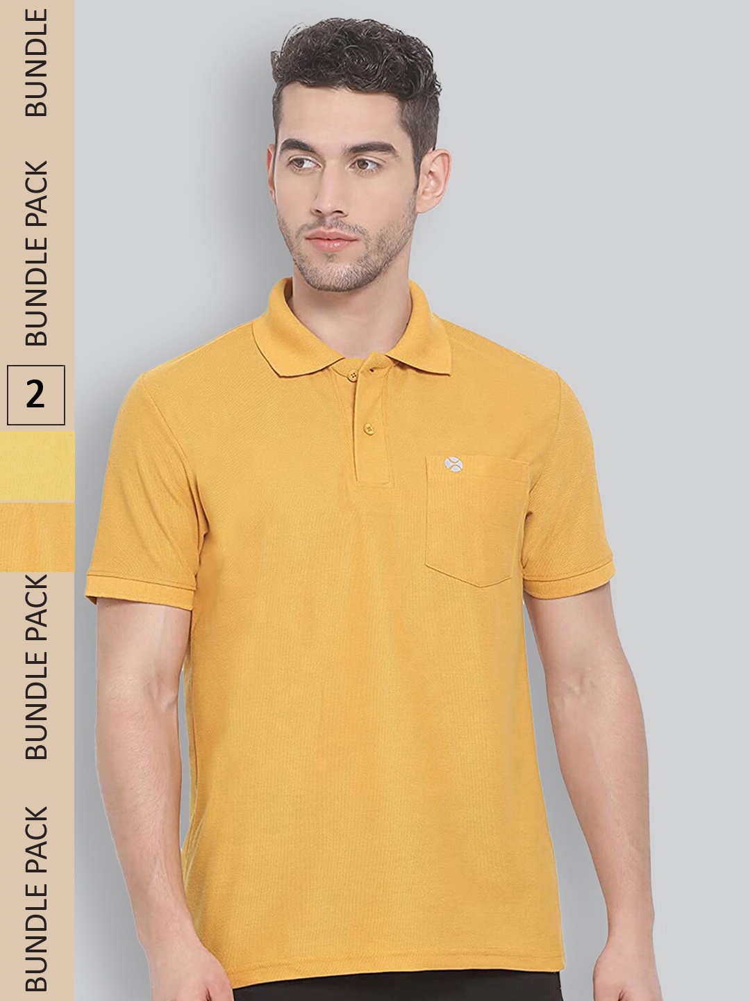 

LUX NITRO Pack Of 2 Polo Collar Cotton Anti Odour Technology T-Shirt, Yellow