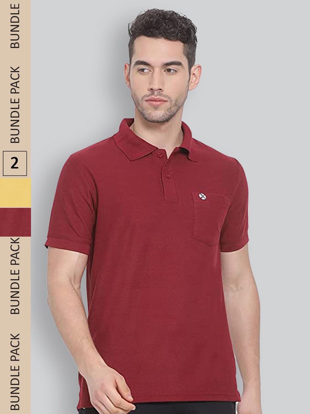 

LUX NITRO Pack Of 2 Polo Collar Cotton Anti Odour Technology T-Shirt, Maroon