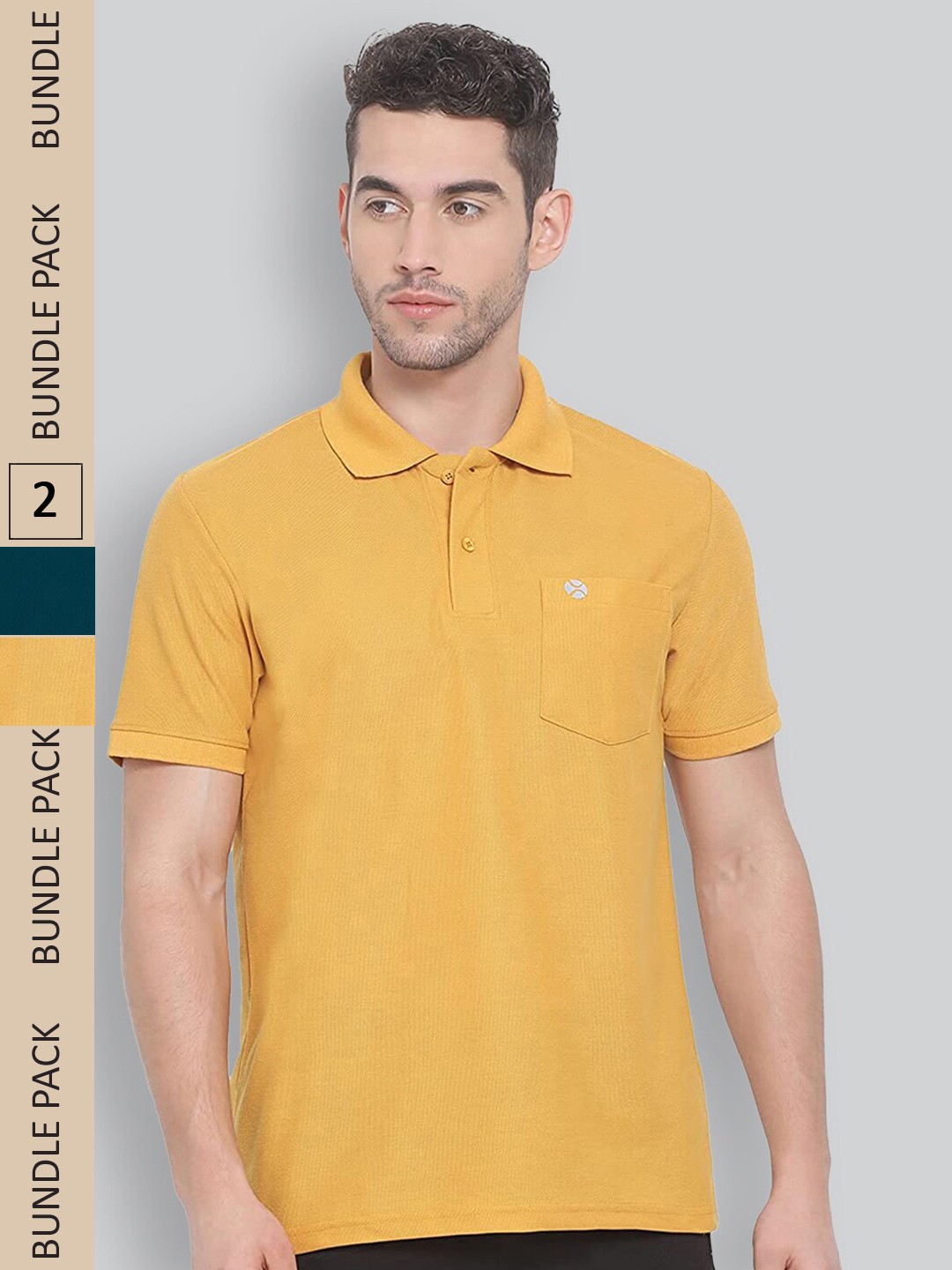 

LUX NITRO Pack Of 2 Polo Collar Cotton Anti Odour Technology T-Shirt, Yellow