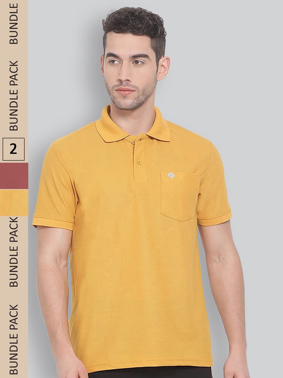 

LUX NITRO Pack Of 2 Anti Odour Polo Collar T-shirts, Yellow
