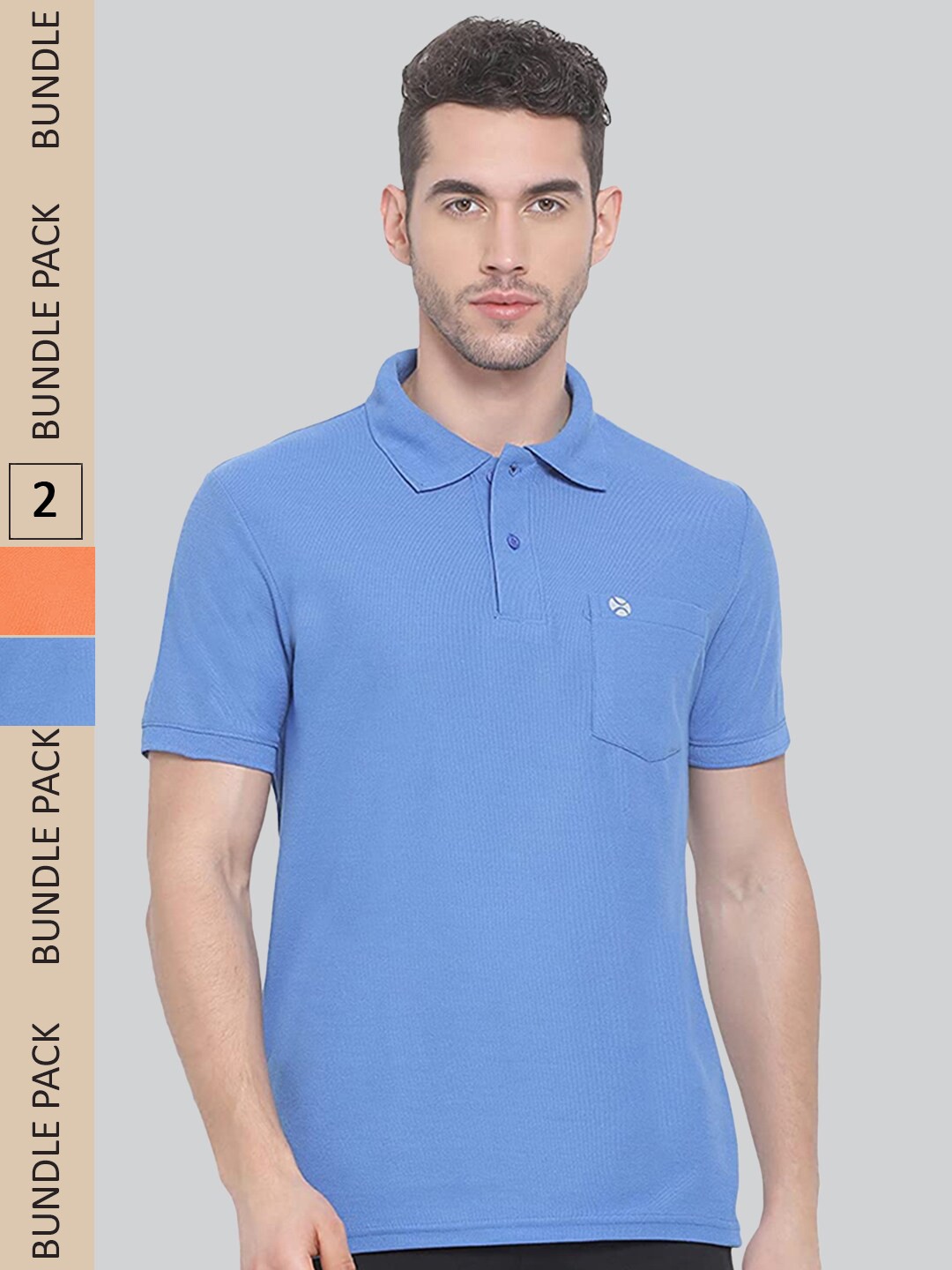 

LUX NITRO Pack Of 2 Anti Odour Polo Collar Pure Cotton T-shirts, Blue