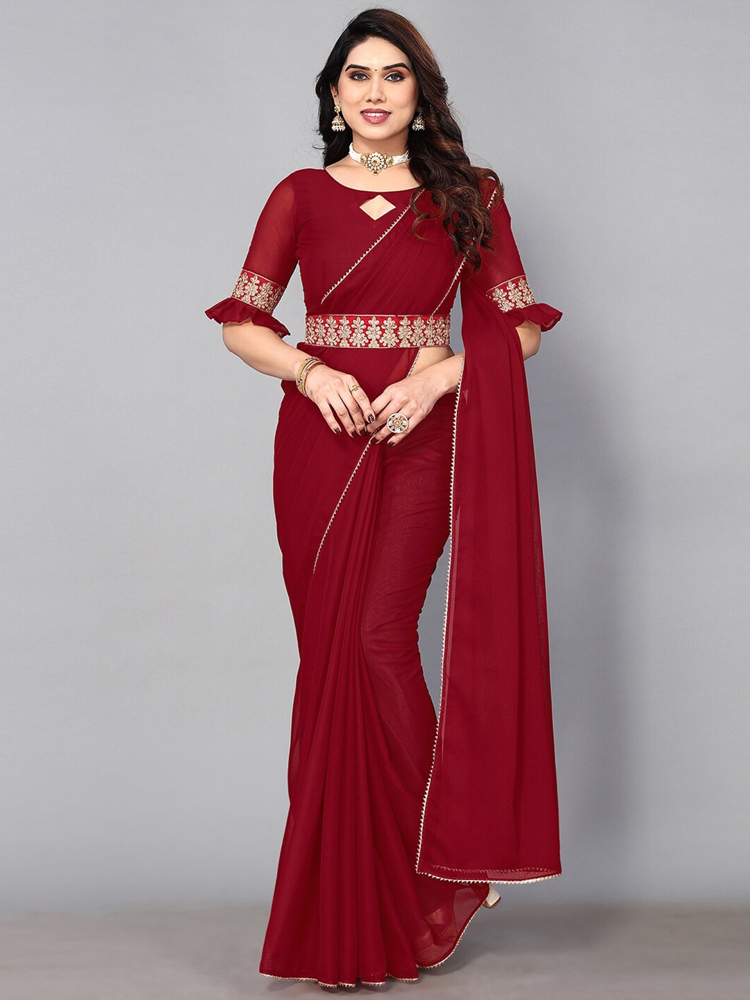 

KALINI Gota Patti Saree, Maroon
