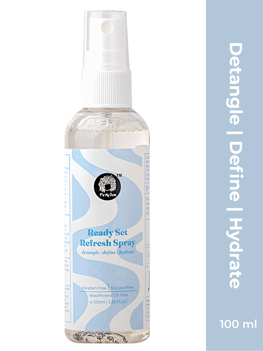 

Fix My Curls Ready Set Refresh Spray For Wavy, Curly, Low-Density Curly Hair - 100 ml, Blue