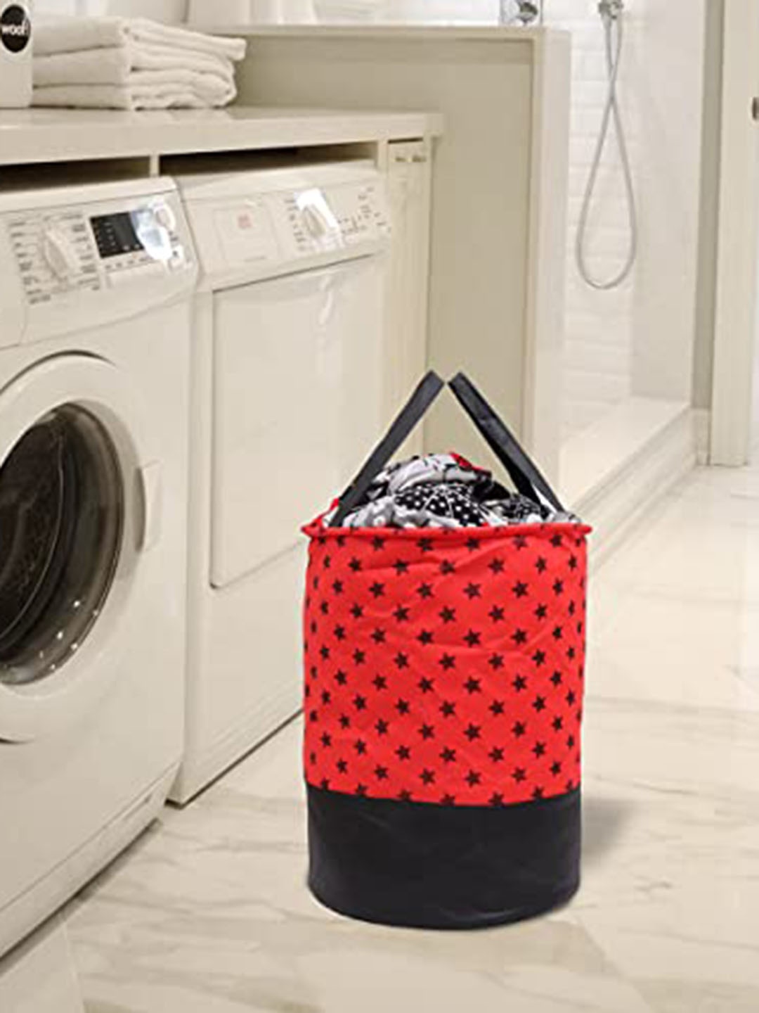 

Perpetual Red & Black Star Printed Foldable Laundry Bag - 45L