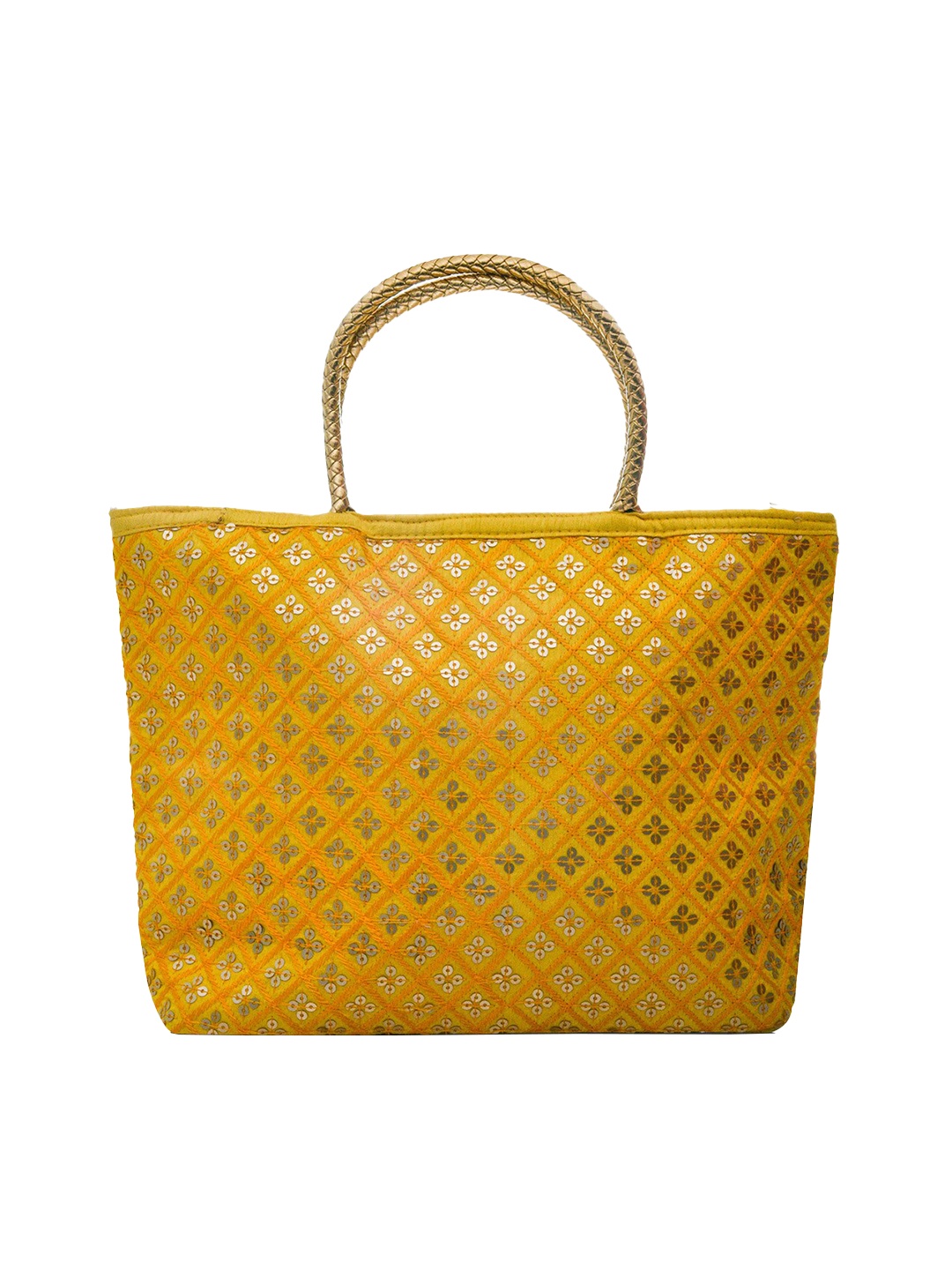 

Kuber Industries Embellished Structured Handheld Bag, Yellow