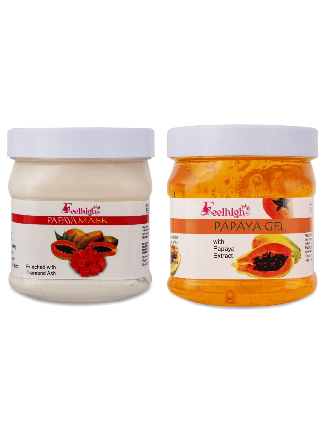 

FEELHIGH Set Of 2 Papaya Mask & Gel Facial Kit 500ml Each, Orange