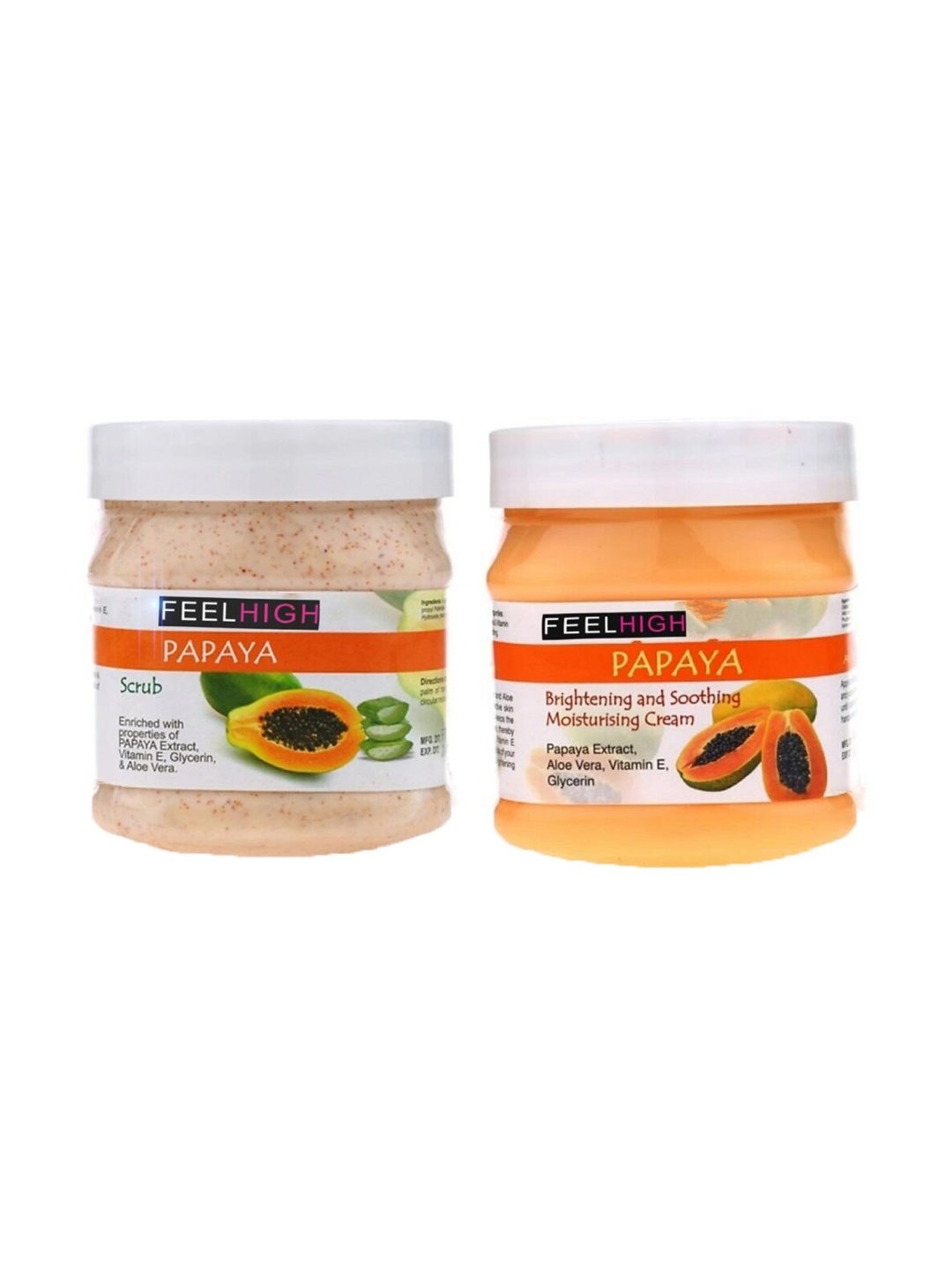 

FEELHIGH Set Of 2 Papaya Scrub & Cream Facial Kit 500ml Each, Orange
