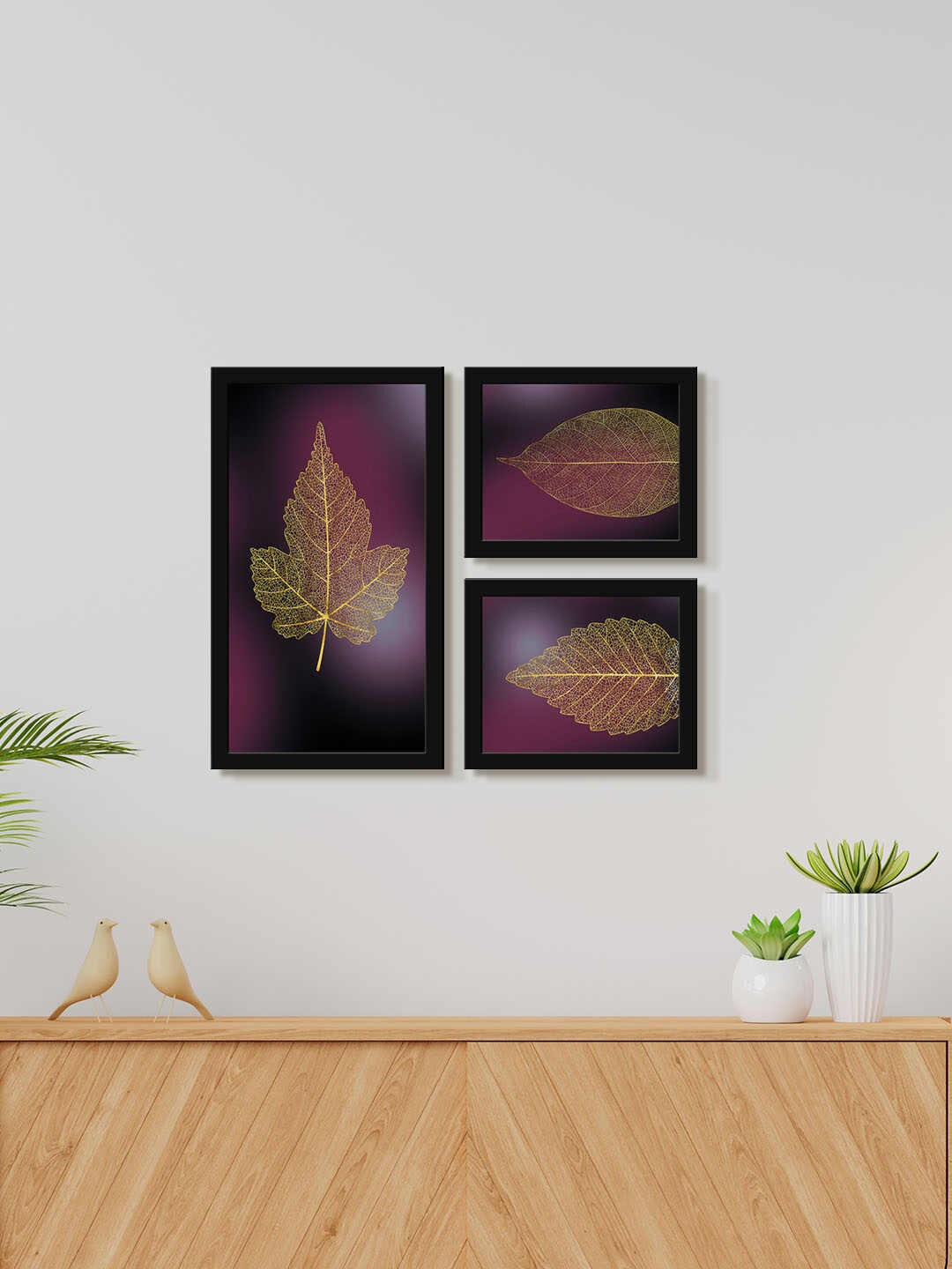 

999Store 3 Pieces Purple & Yellow Modern Art Painting Wall Art