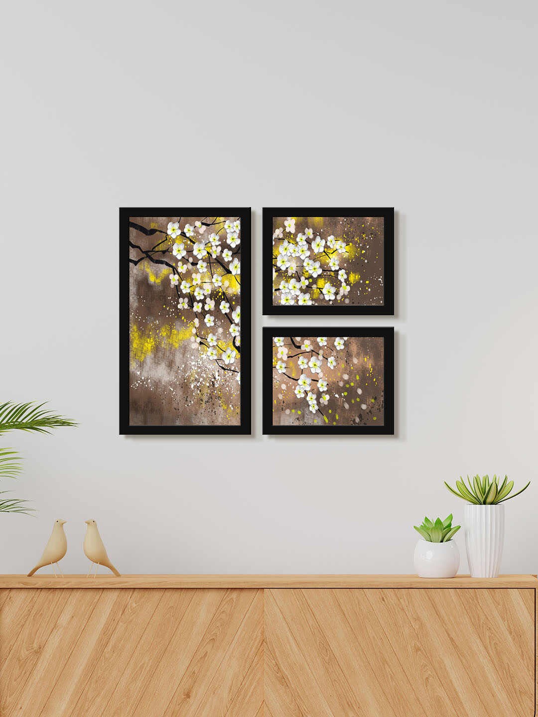 

999Store 3 Pieces Brown & Yellow Painting Wall Art