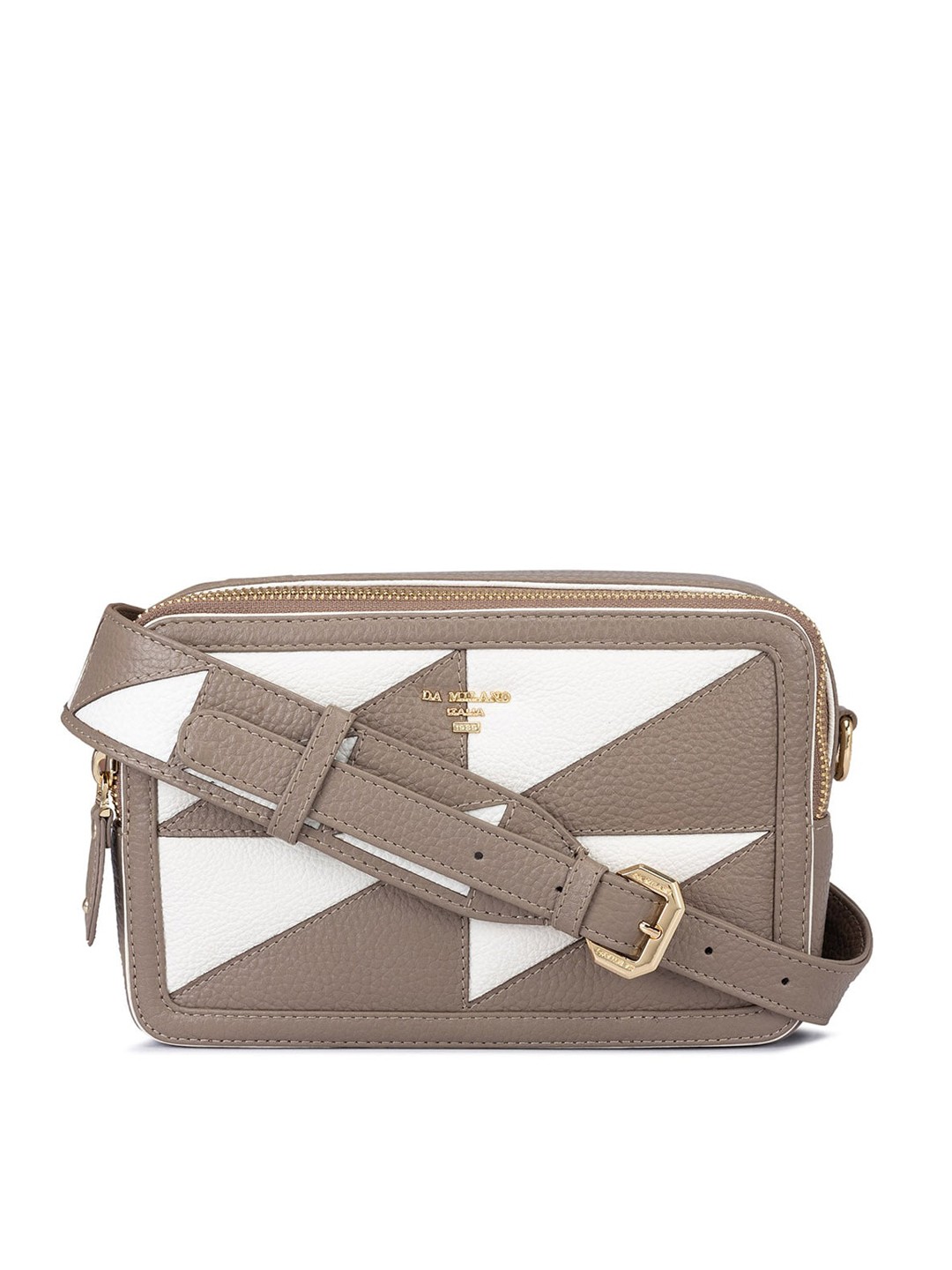 

Da Milano Colourblocked Leather Structured Sling Bag, Grey