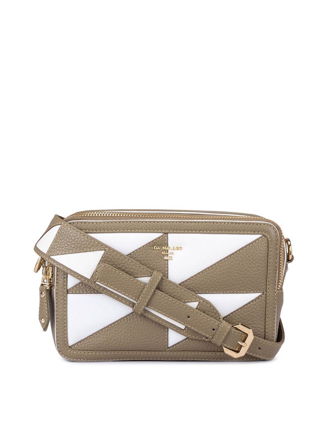 

Da Milano Colourblocked Leather Structured Sling Bag, Green