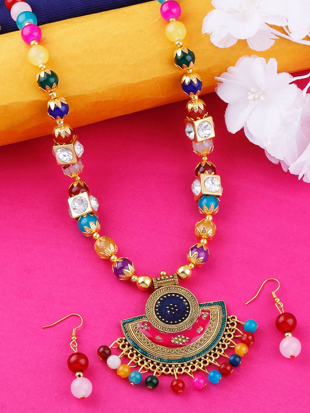 

Silver Shine Gold-Plated Beaded Jewellery Set