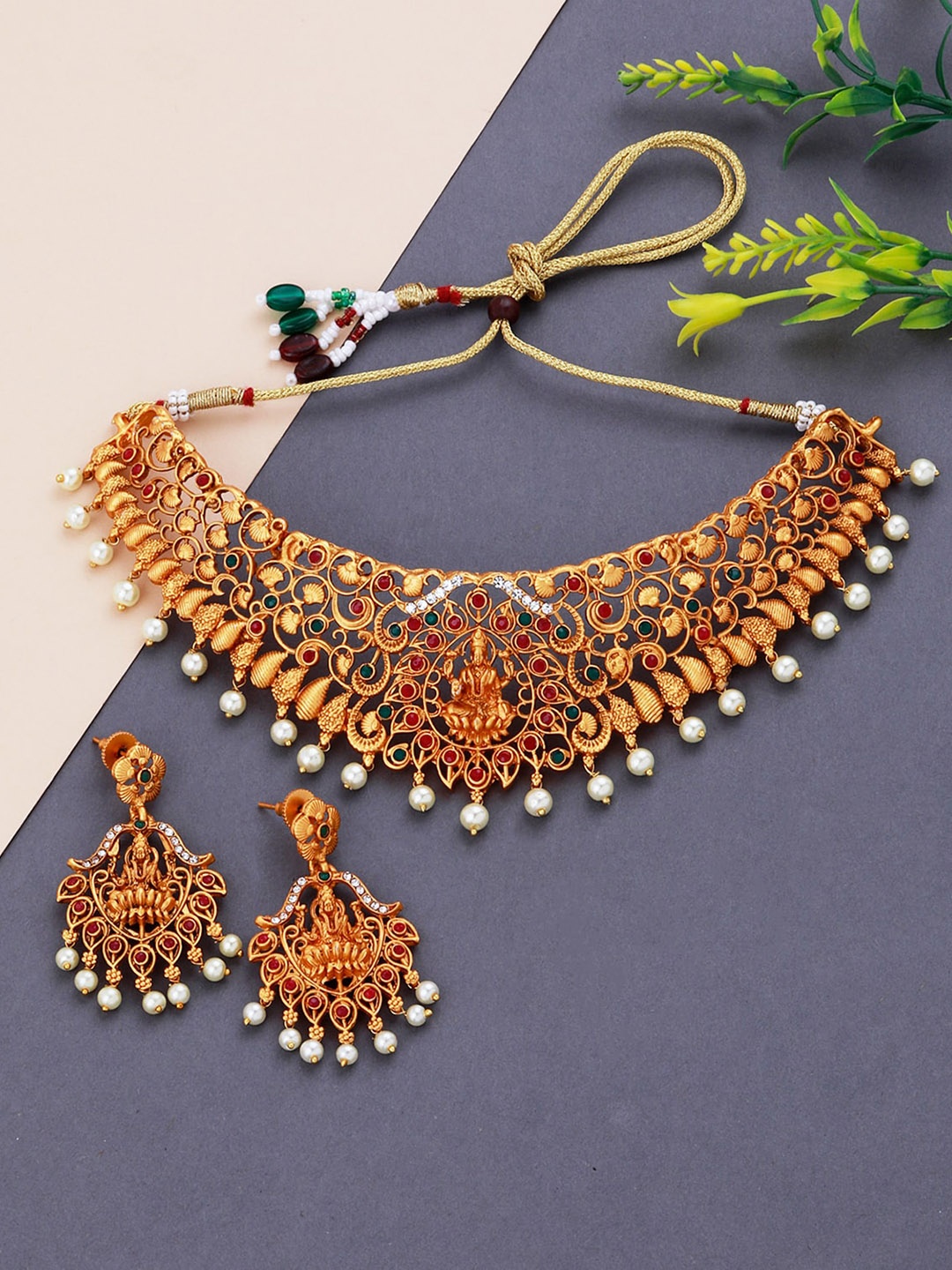 

Silver Shine Gold-Plated Stone-Studded Jewellery Set