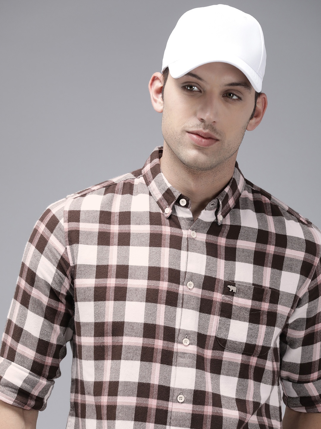 

THE BEAR HOUSE Men Maroon Slim Fit Gingham Checks Opaque Checked Casual Shirt