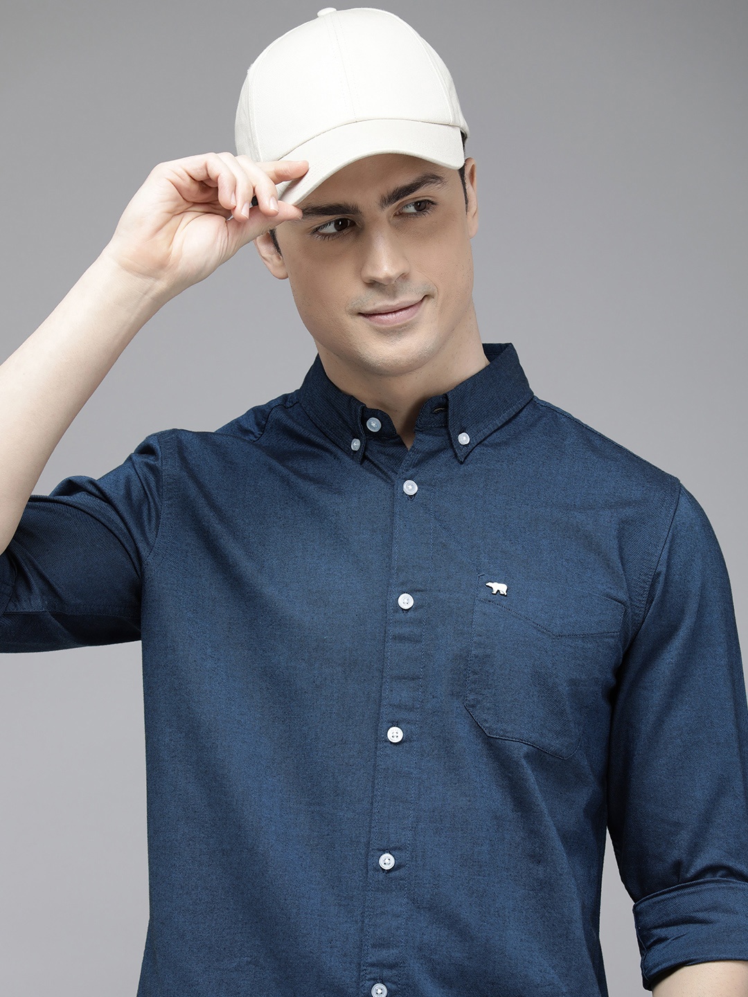 

THE BEAR HOUSE Men Blue Slim Fit Opaque Casual Shirt