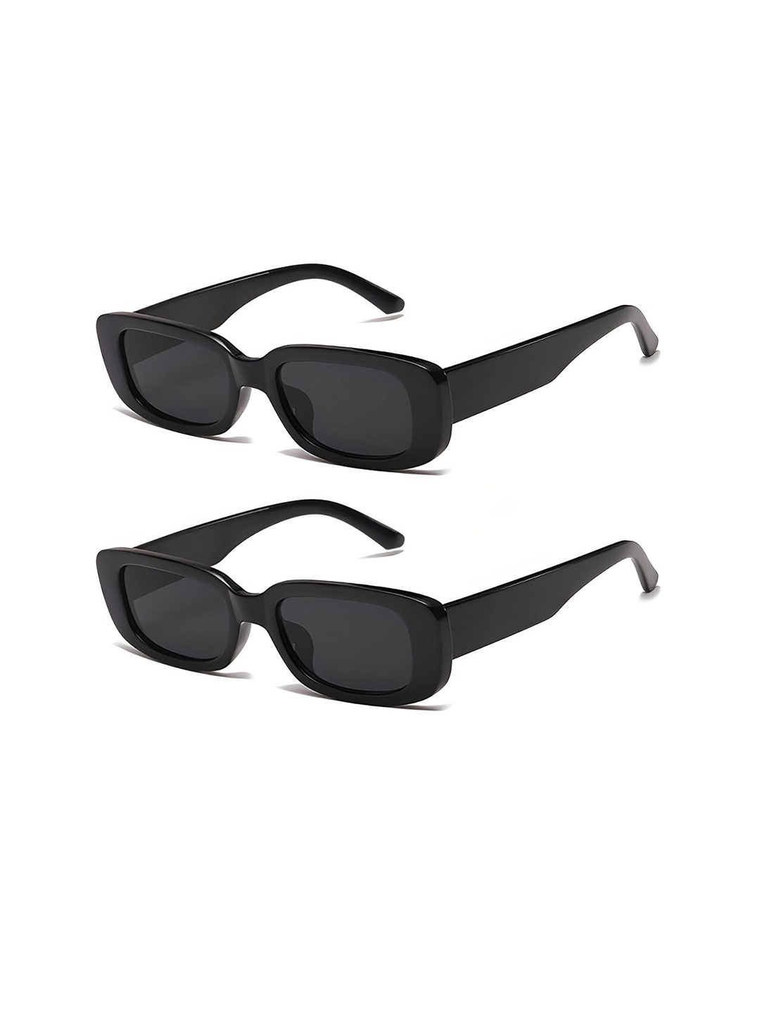

Kastner Pack Of 2 Full Rim Rectangle Sunglasses with UV Protected Lens 2MC_STAIN_BLKBLK, Black