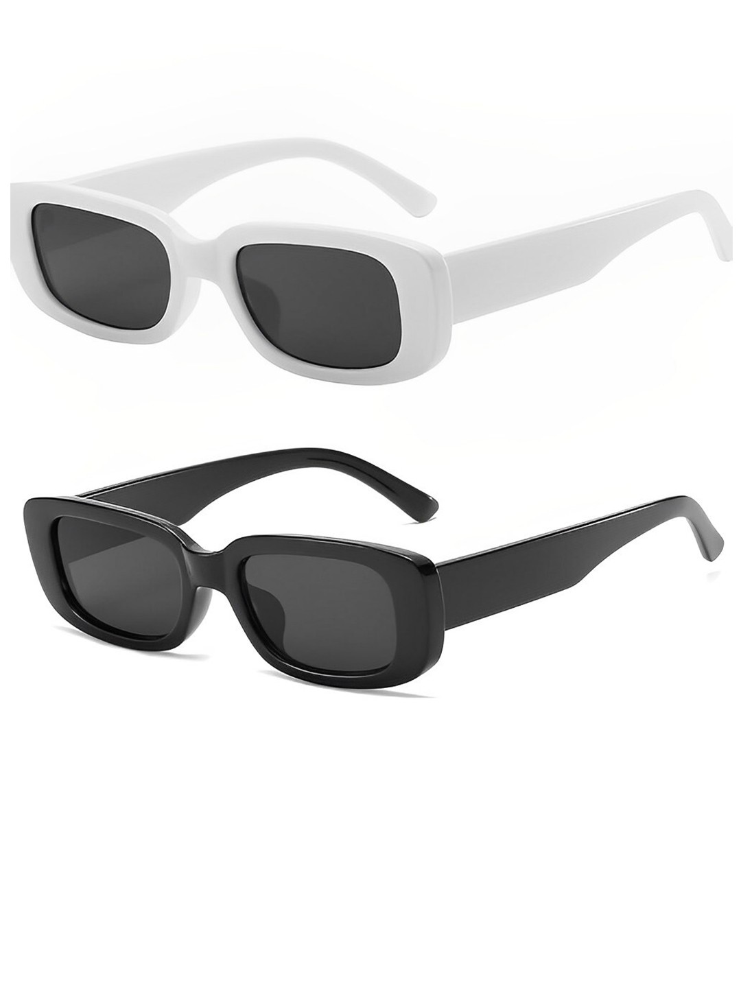 

Kastner Pack Of 2 Clear Lens & Rectangle Sunglasses With UV Lens 2MC_STAIN_BLKWHT, Black