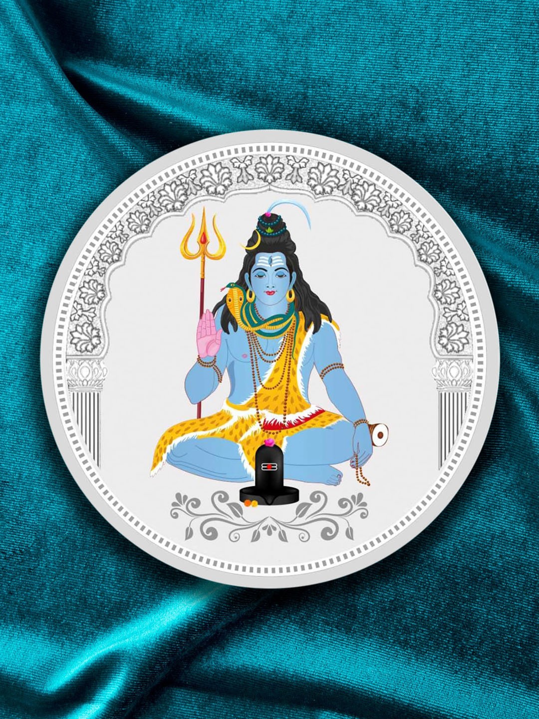 

TEEMOODS 999 Pure Silver Colorful Shivji Coin 10gm