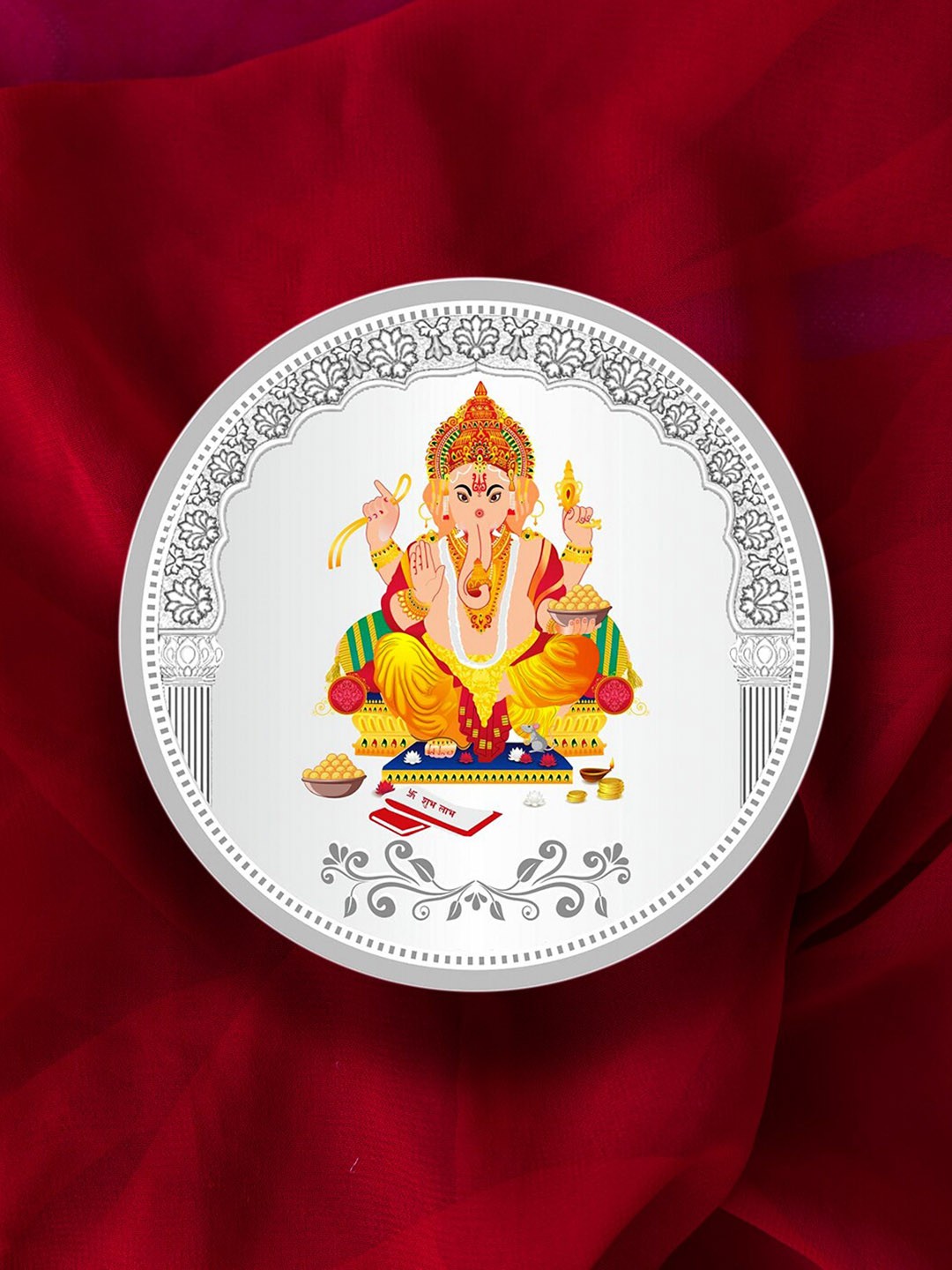 

TEEMOODS 999 Pure Silver Colorful Ganeshji Coin 10gm