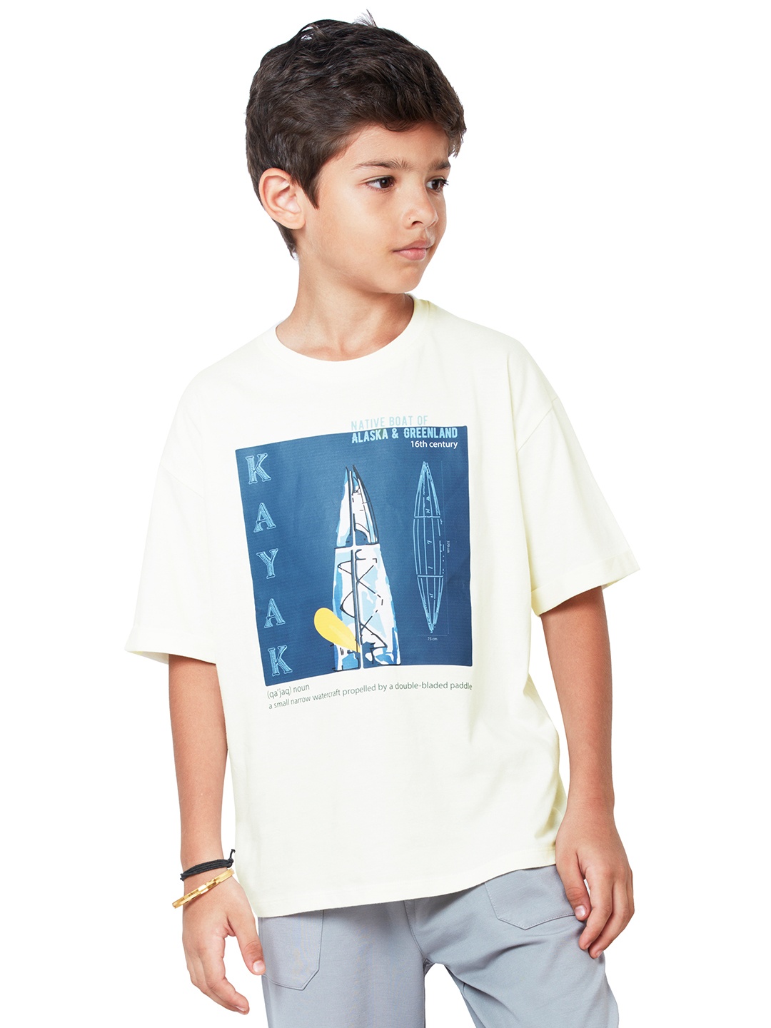 

My Milestones Boys Graphic Printed Round Neck Cotton T-shirt, White