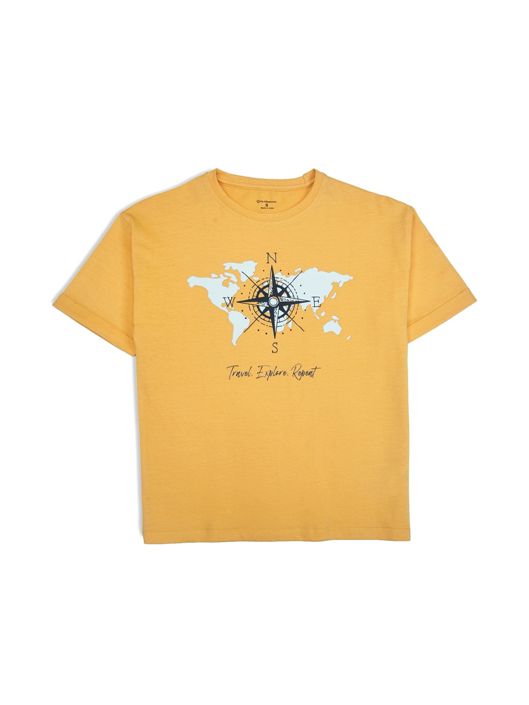 

My Milestones Boys Graphic Printed Round Neck Cotton T-shirt, Yellow