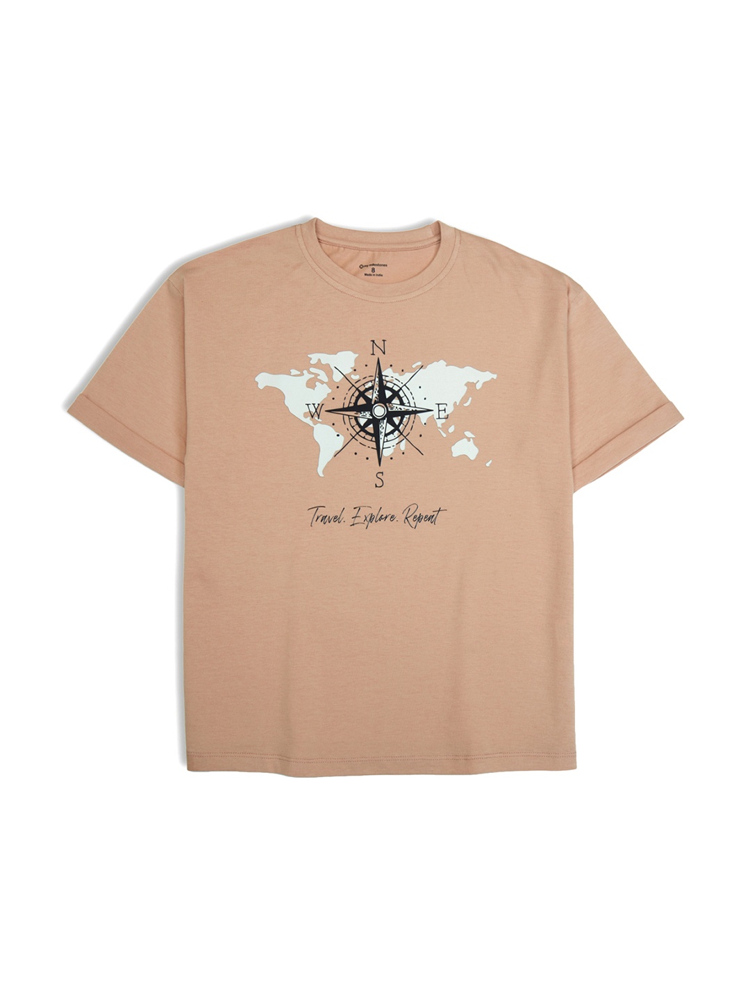 

My Milestones Boys Graphic Printed Cotton T-shirt, Nude
