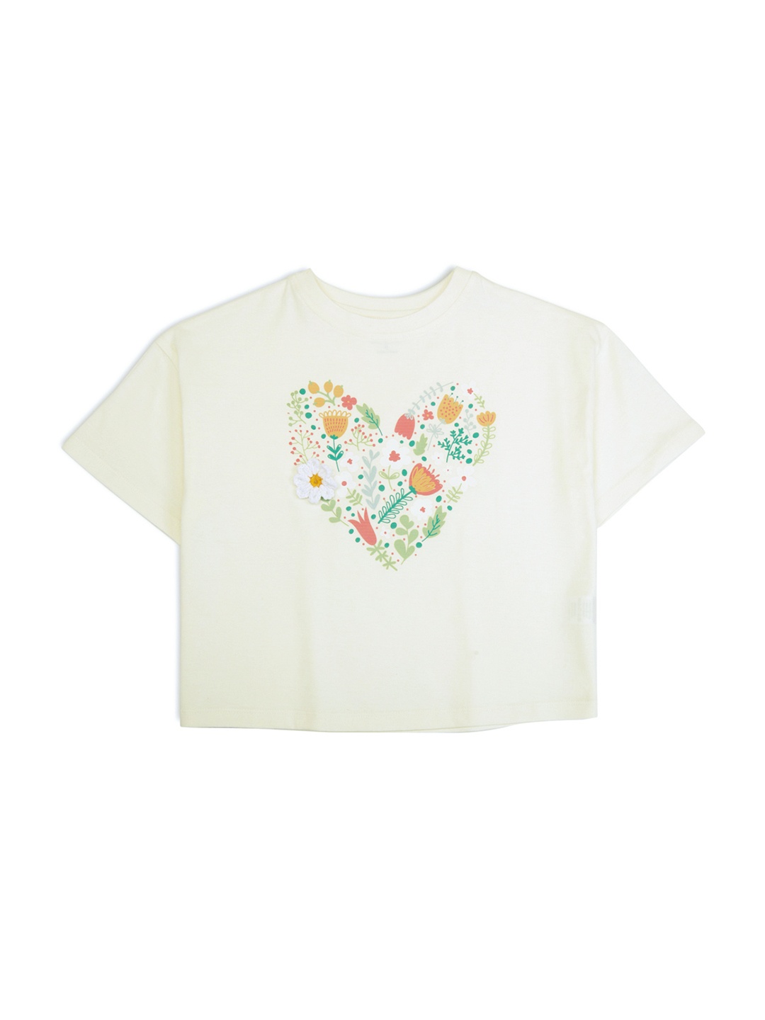 

My Milestones Girls Graphic Printed Cotton Crop T-shirt, White