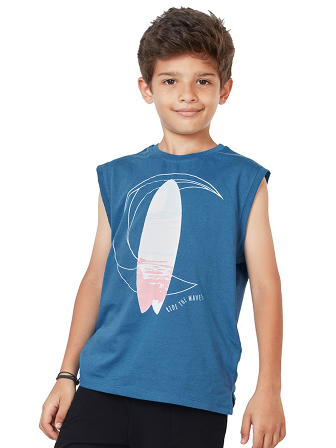 

My Milestones Boys Graphic Printed Cotton T-shirt, Blue