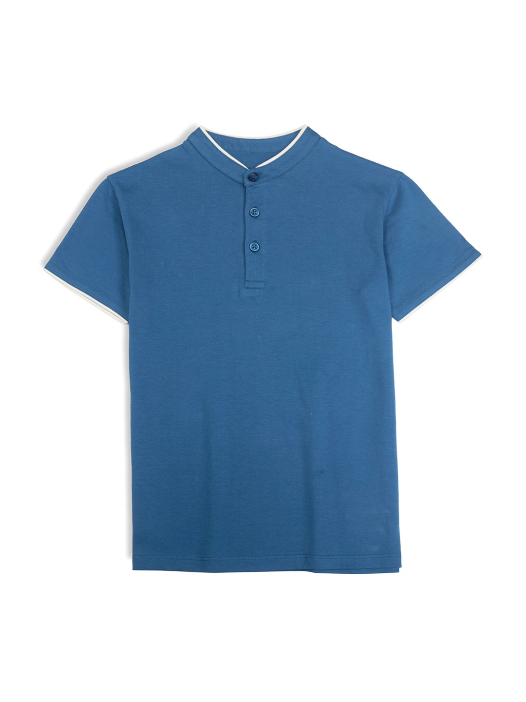 

My Milestones Boys Henley Neck Cotton T-shirt, Blue
