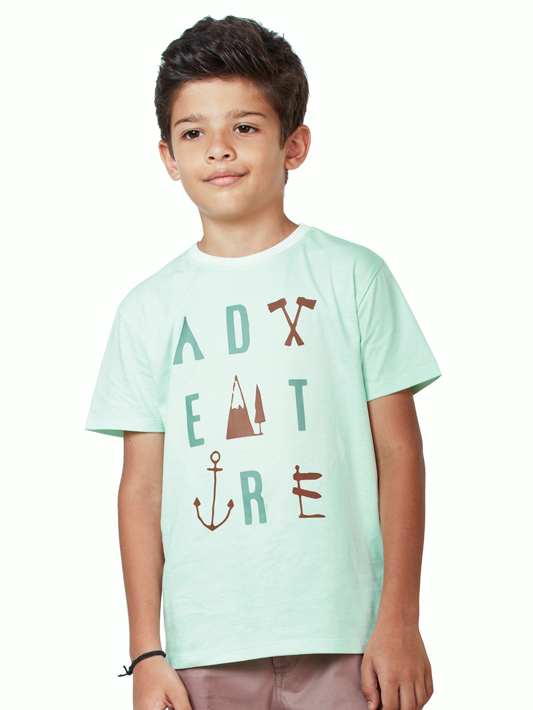 

My Milestones Boys Typography Printed Cotton T-shirt, Green