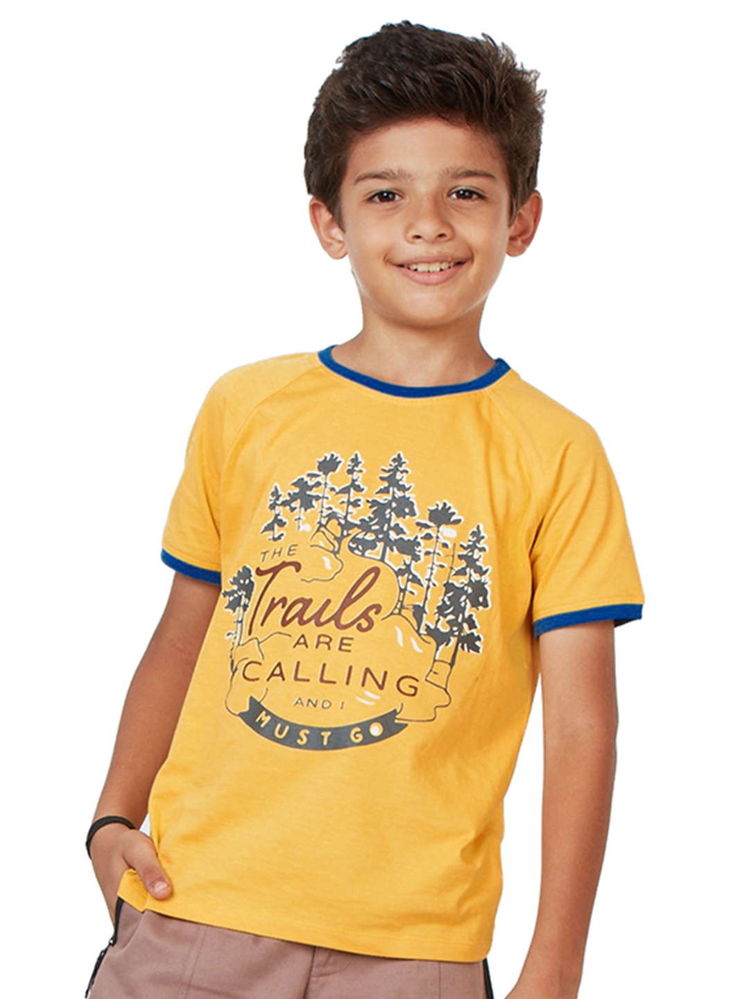 

My Milestones Boys Typography Printed Cotton T-shirt, Yellow